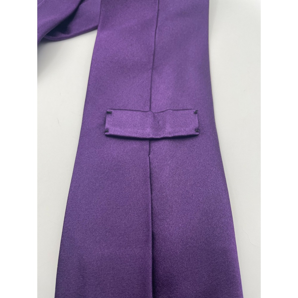 Ralph Lauren Purple Label Silk Tie Solid Purple Made in England Hand Made 3.75" - Picture 3 of 7